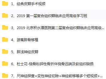 2019皮瓣手足外科手术视频教程游离腓骨移植桡骨粉碎性骨折伴桡骨远端及软组织缺损尺神经探查变性神经切除神经前移66G+百度网盘