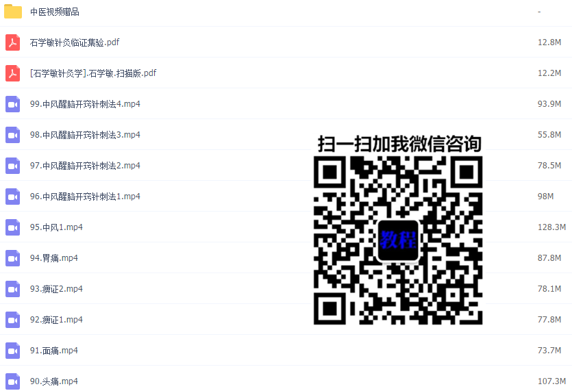 天津中医药大学针灸学视频教程石学敏123讲完整版百度云网盘下载学习中医针灸视频