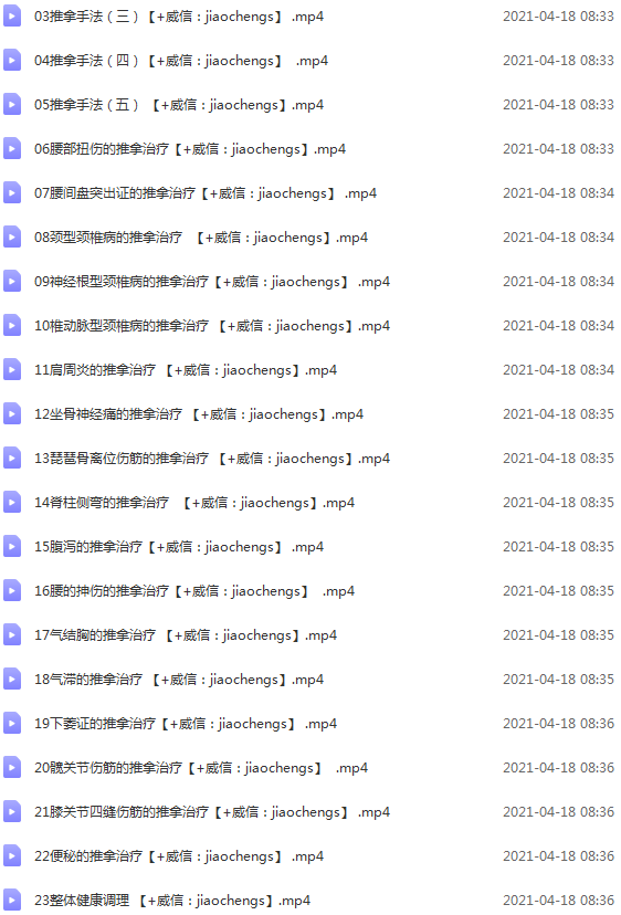 医承有道学堂常见疾病的推拿治疗23集百度云网盘下载学习中医视频