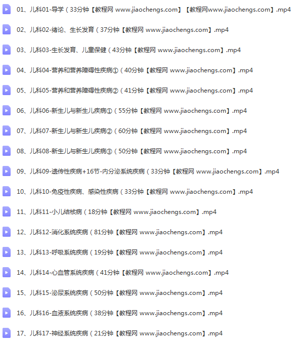 江薇儿科学高清视频全套17集贺银成执业医师助理医师考试视频教程百度云网盘下载学习