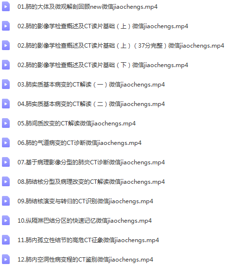 丁香园临床公开课手把手教你读懂肺部CT主讲任福欣高清视频课程21集百度云网盘下载学习