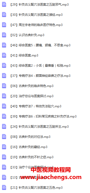 古典针灸周左宇医道精要音视频文字资料合集百度网盘下载学习