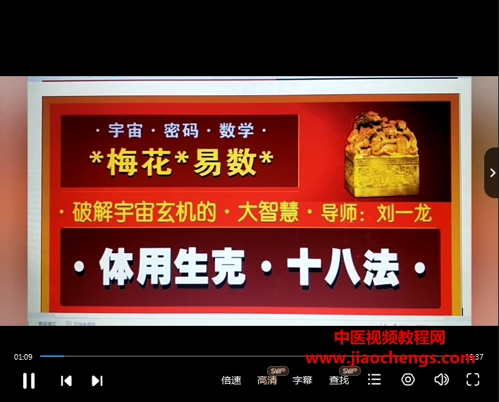 刘一龙周易梅花易数体用生克法视频课程58集百度网盘下载学习