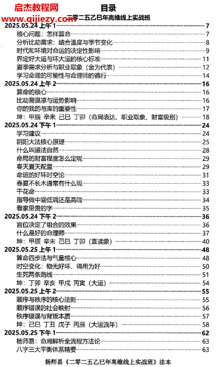 2025年5月杨师易盲派绝技高维实战班法本.png